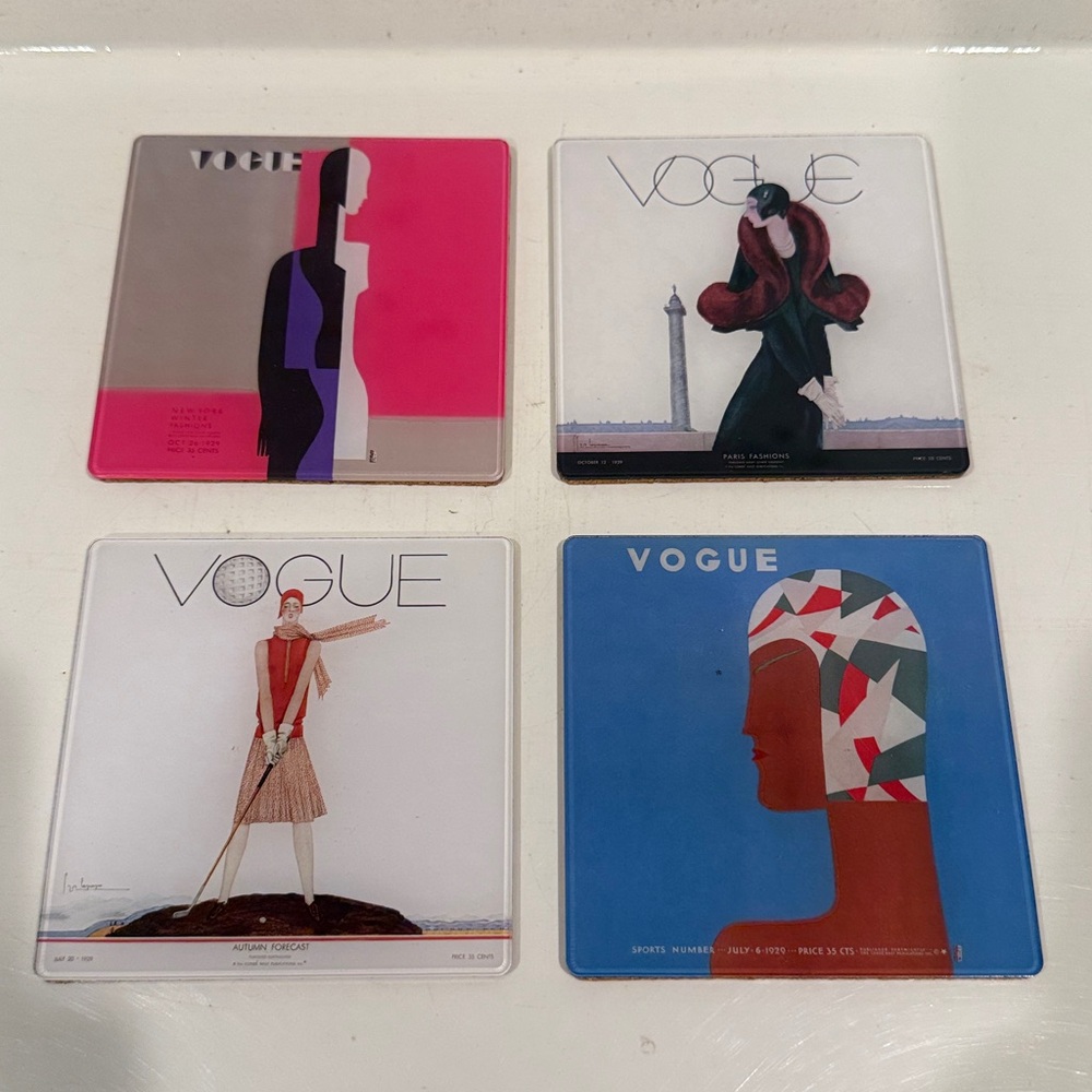 Vogue Magazine Covers Art Deco Beverage Coasters Set - Picture 7 of 7